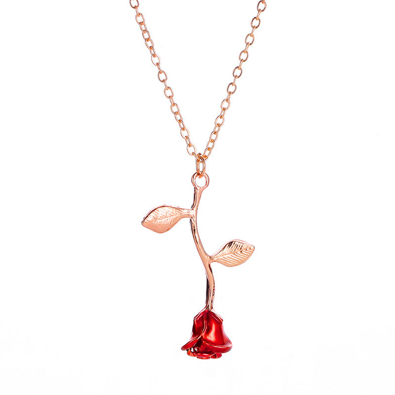 Wholesale Oil Drop Rose Clavicle Necklace Valentine's Day